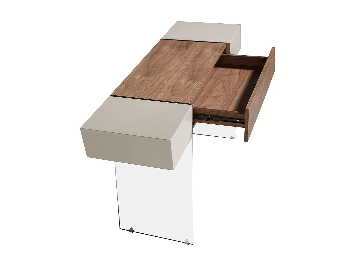 Mesa de consola retangular em madeira cinzenta, nogueira e vidro temperado 3029 ANGEL CERDA