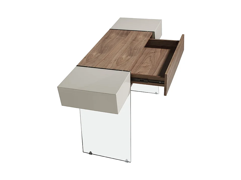 Console rectangulaire en bois gris, noyer et verre trempé 3029 ANGEL CERDA