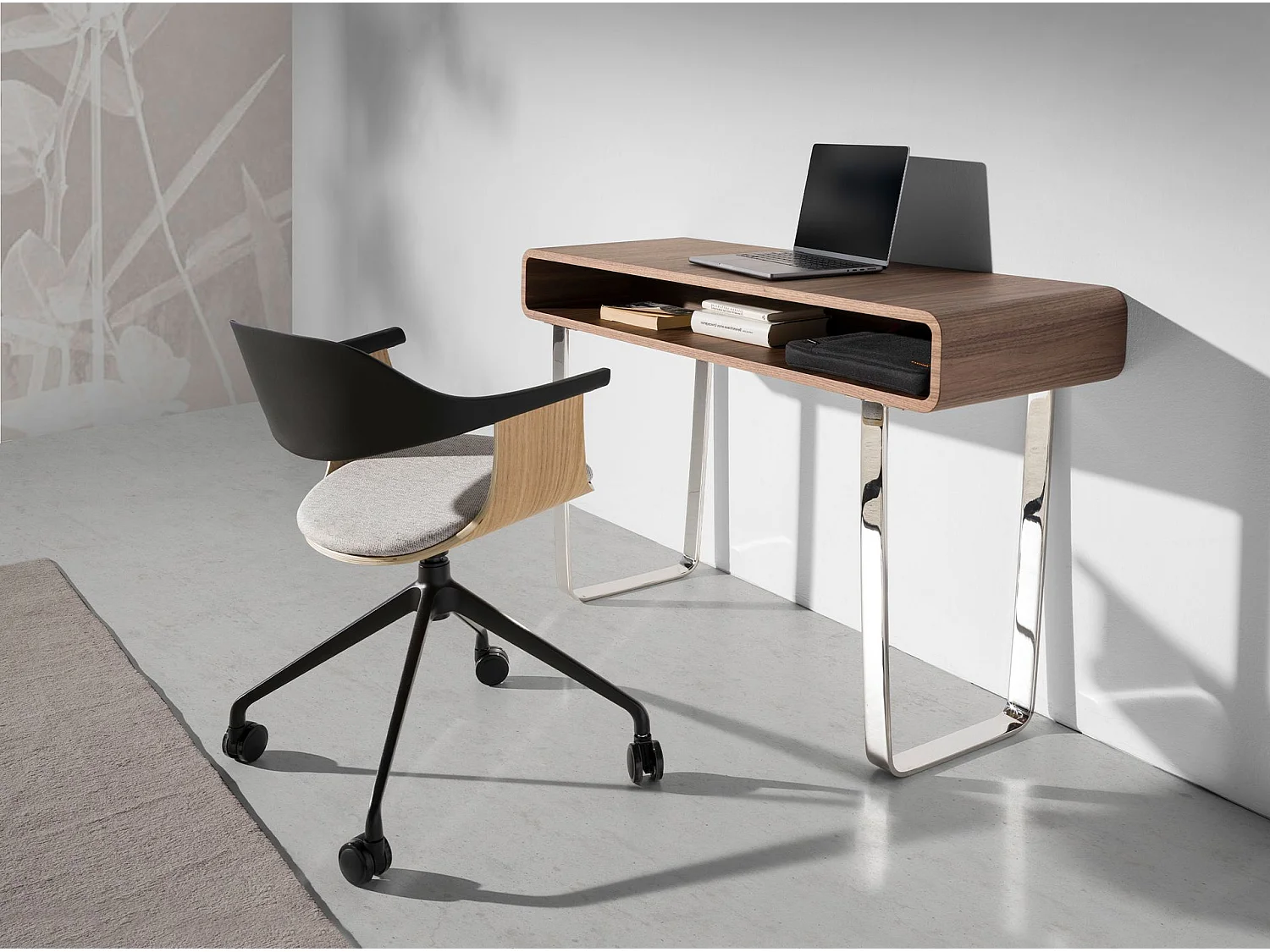 Console rectangulaire en noyer et acier chromé 3000 ANGEL CERDA