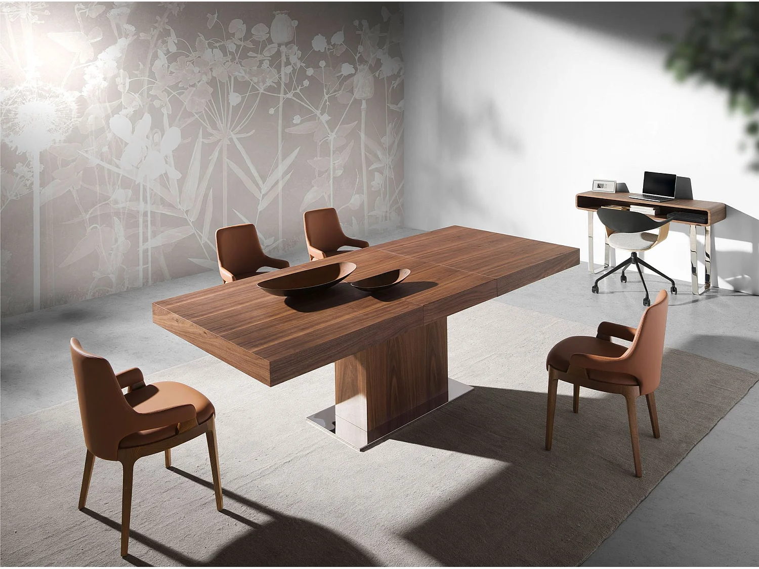 Console rectangulaire en noyer et acier chromé 3000 ANGEL CERDA