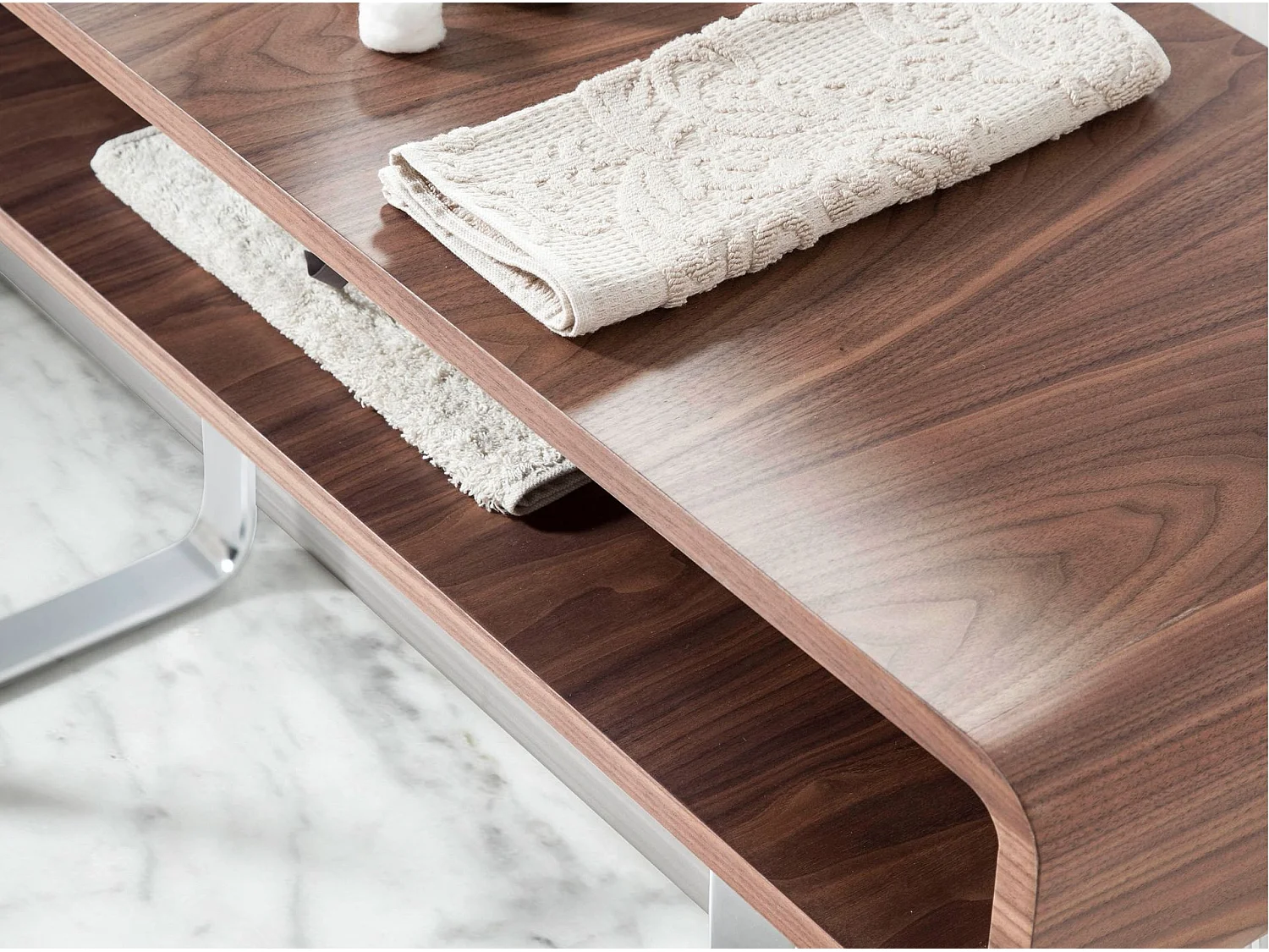 Console rectangulaire en noyer et acier chromé 3000 ANGEL CERDA