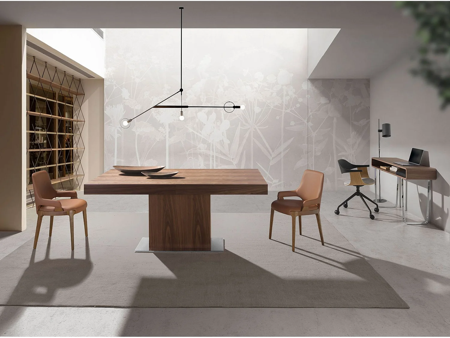 Console rectangulaire en noyer et acier chromé 3000 ANGEL CERDA