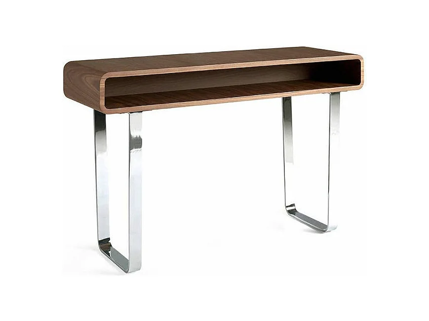 Console design bois noyer et pieds acier chromé Hena
