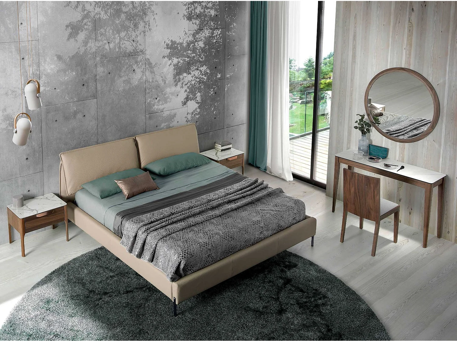 Console rectangulaire en porcelaine, marbre et noyer 3082 ANGEL CERDA