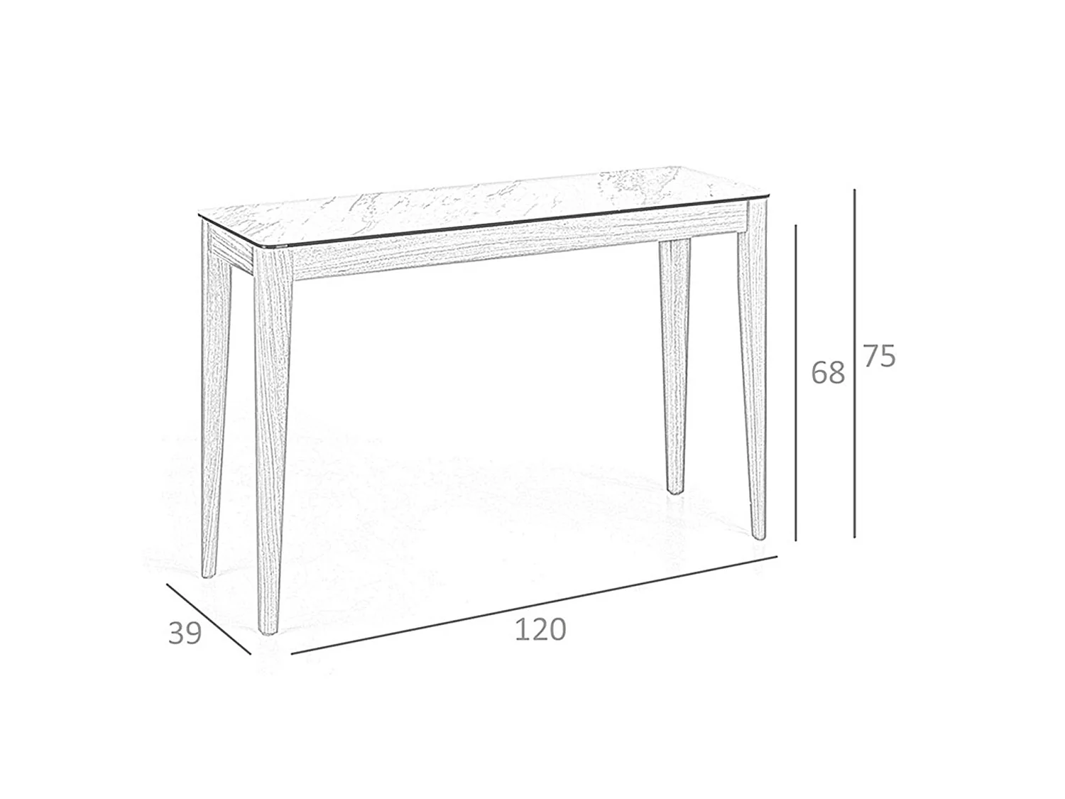 Console rectangulaire en porcelaine, marbre et noyer 3082 ANGEL CERDA