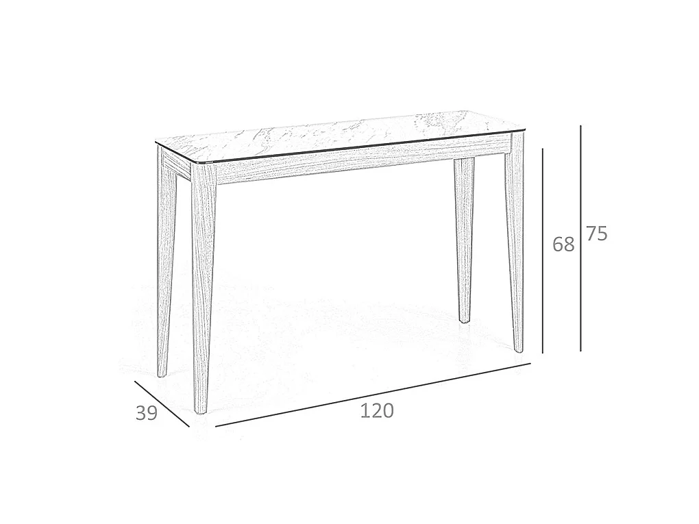 Console rectangulaire en porcelaine, marbre et noyer 3082 ANGEL CERDA
