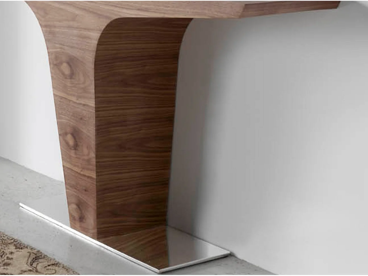 Console rectangulaire en noyer avec base en acier chromé 3030 ANGEL CERDA