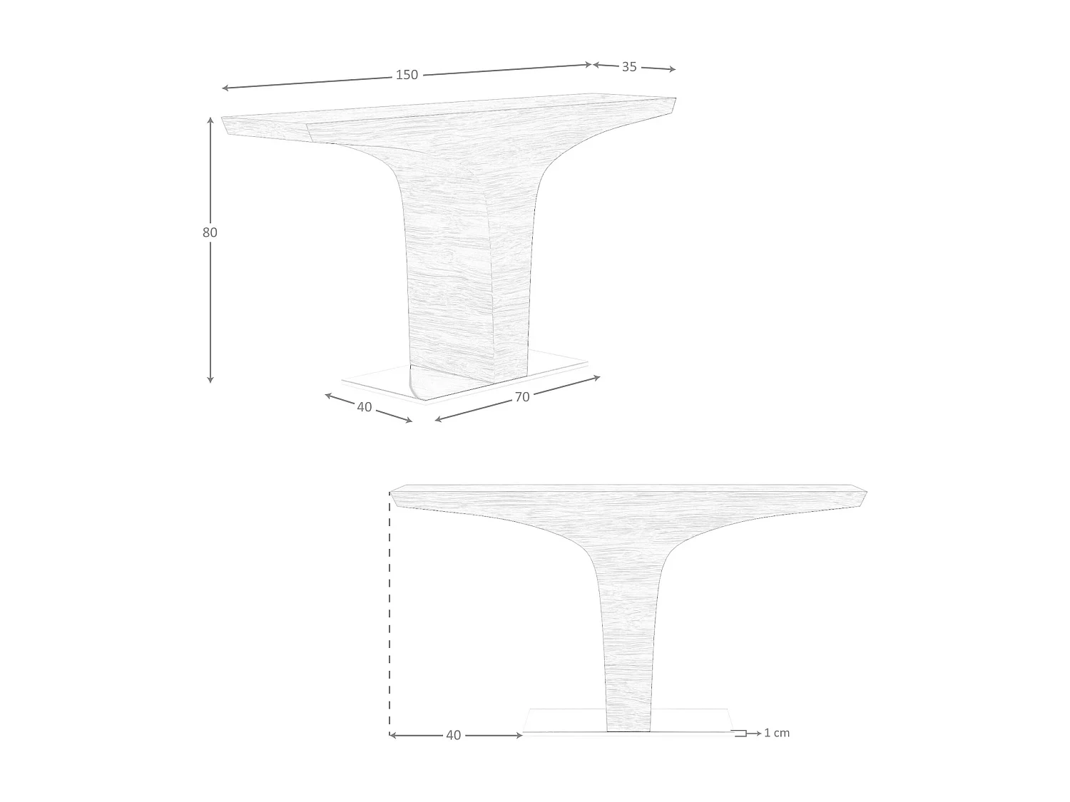 Console rectangulaire en noyer avec base en acier chromé 3030 ANGEL CERDA