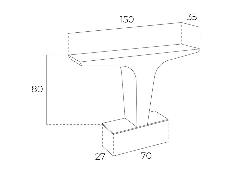 Console rectangulaire en noyer avec base en acier chromé 3030 ANGEL CERDA