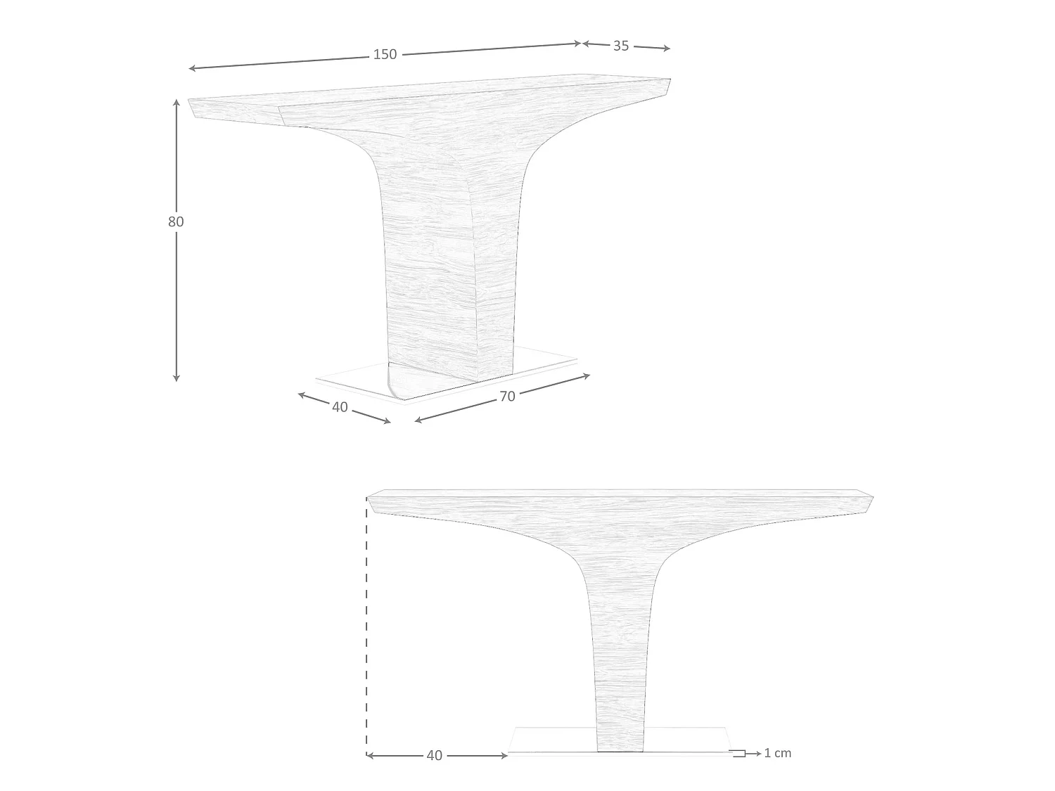 Console rectangulaire en noyer avec base en acier chromé 3030 ANGEL CERDA