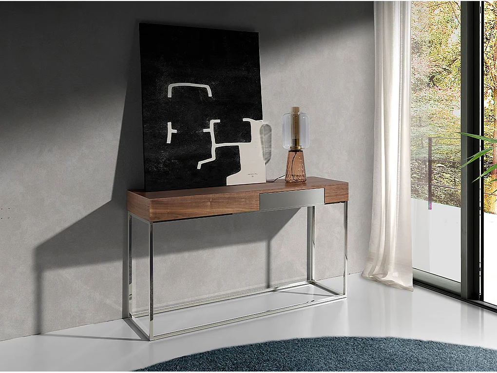 Consola nogal y acero 3111 ANGEL CERDA