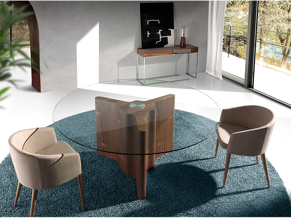 Console rectangulaire en noyer et acier chromé 3111 ANGEL CERDA