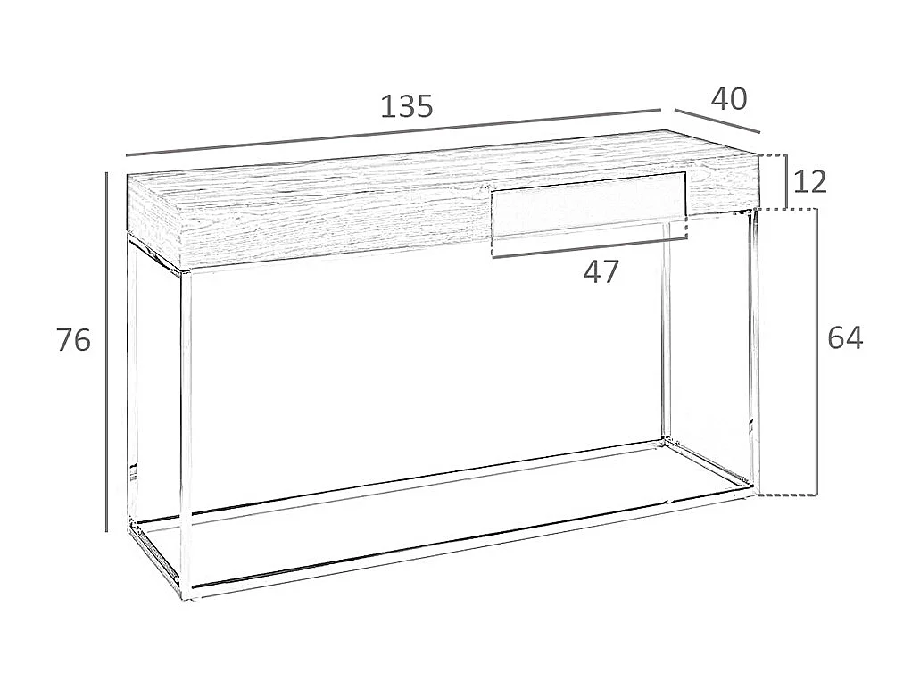 Console rectangulaire en noyer et acier chromé 3111 ANGEL CERDA