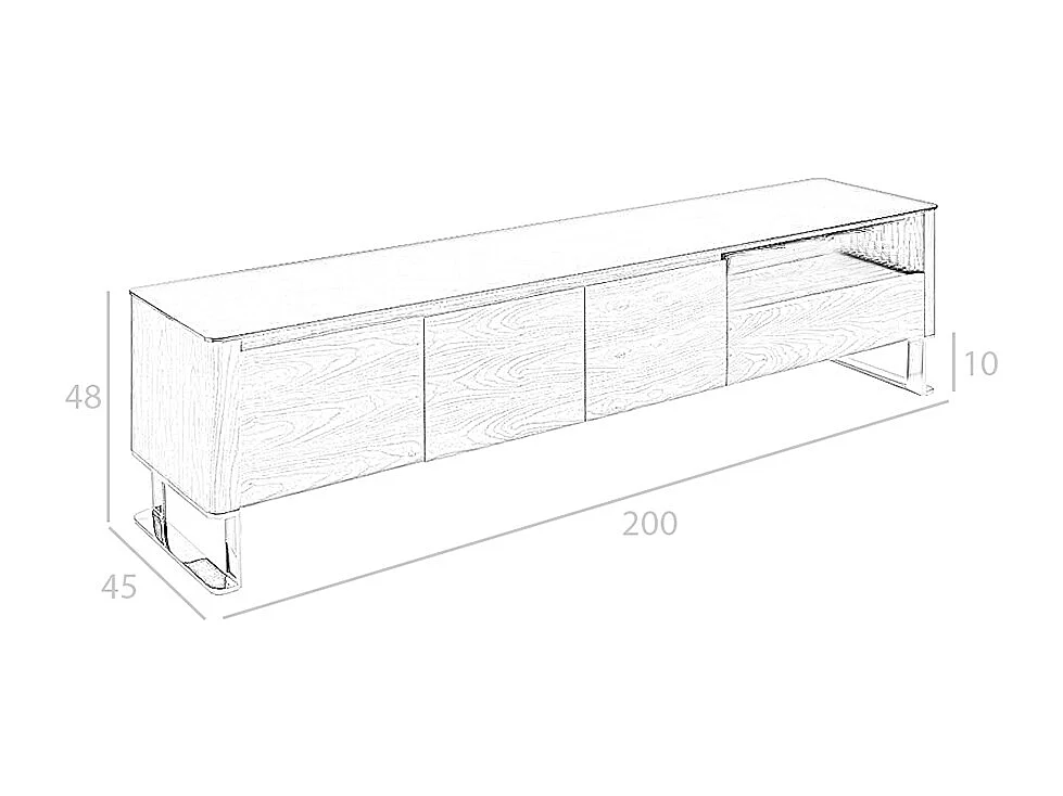 Mueble TV cristal negro y nogal  3047 ANGEL CERDA