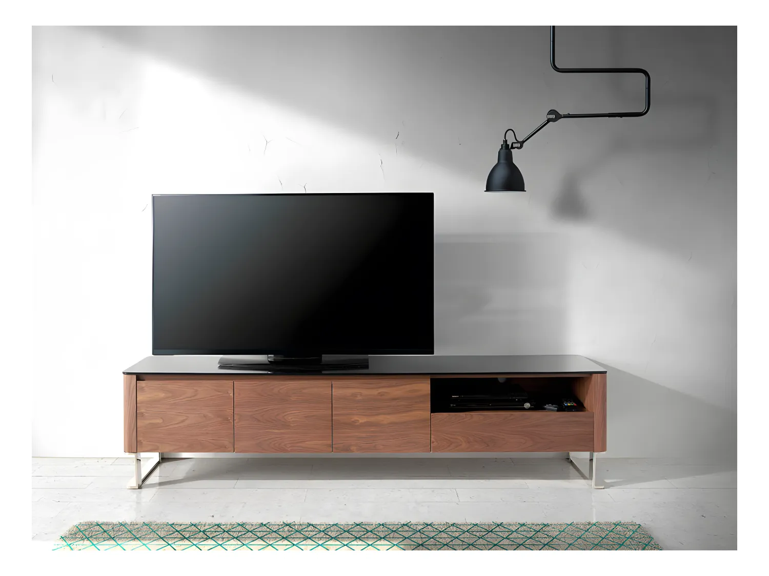 TV-Ständer aus schwarzem Glas  3047 ANGEL CERDA
