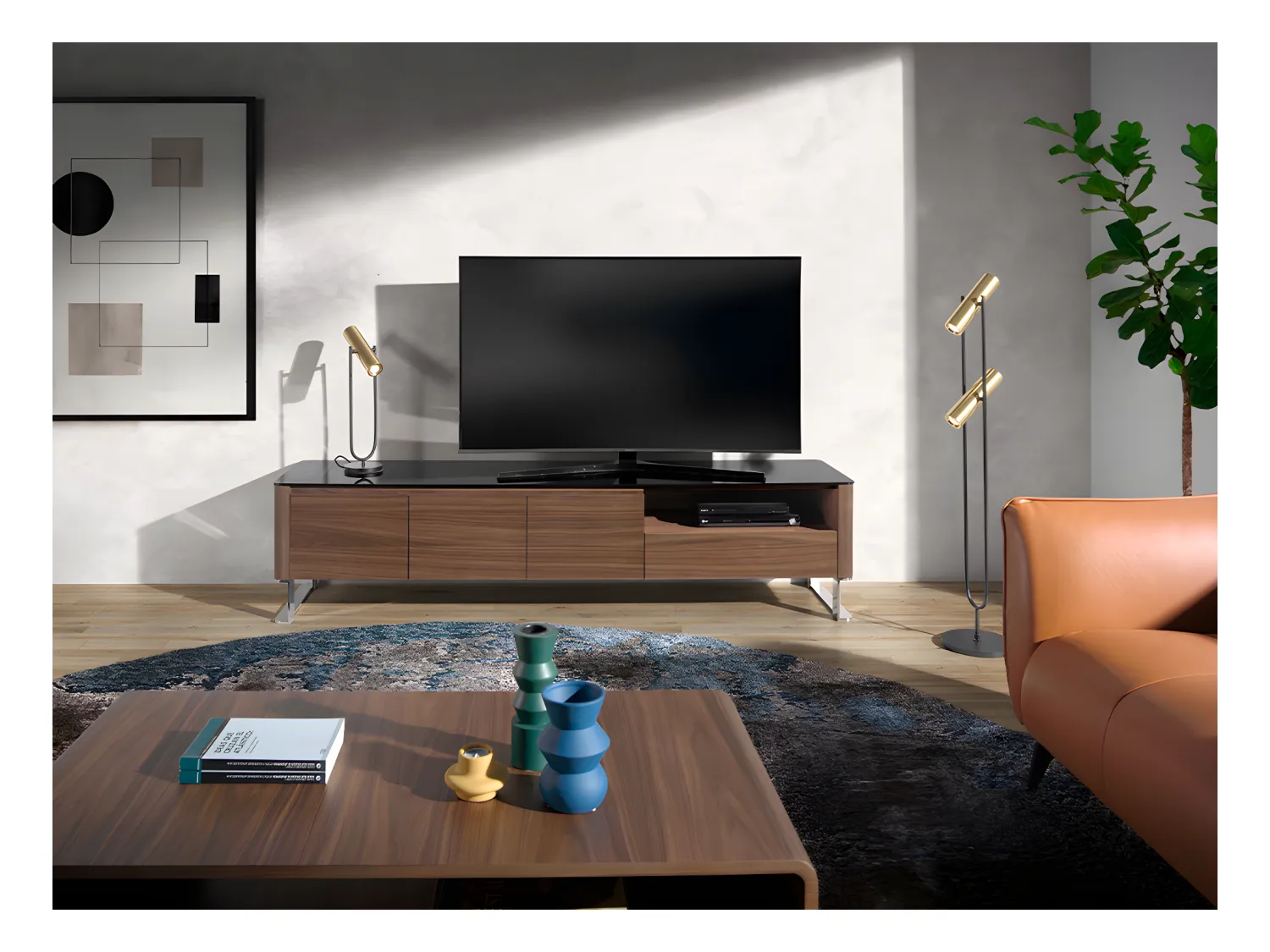 TV-Ständer aus schwarzem Glas  3047 ANGEL CERDA