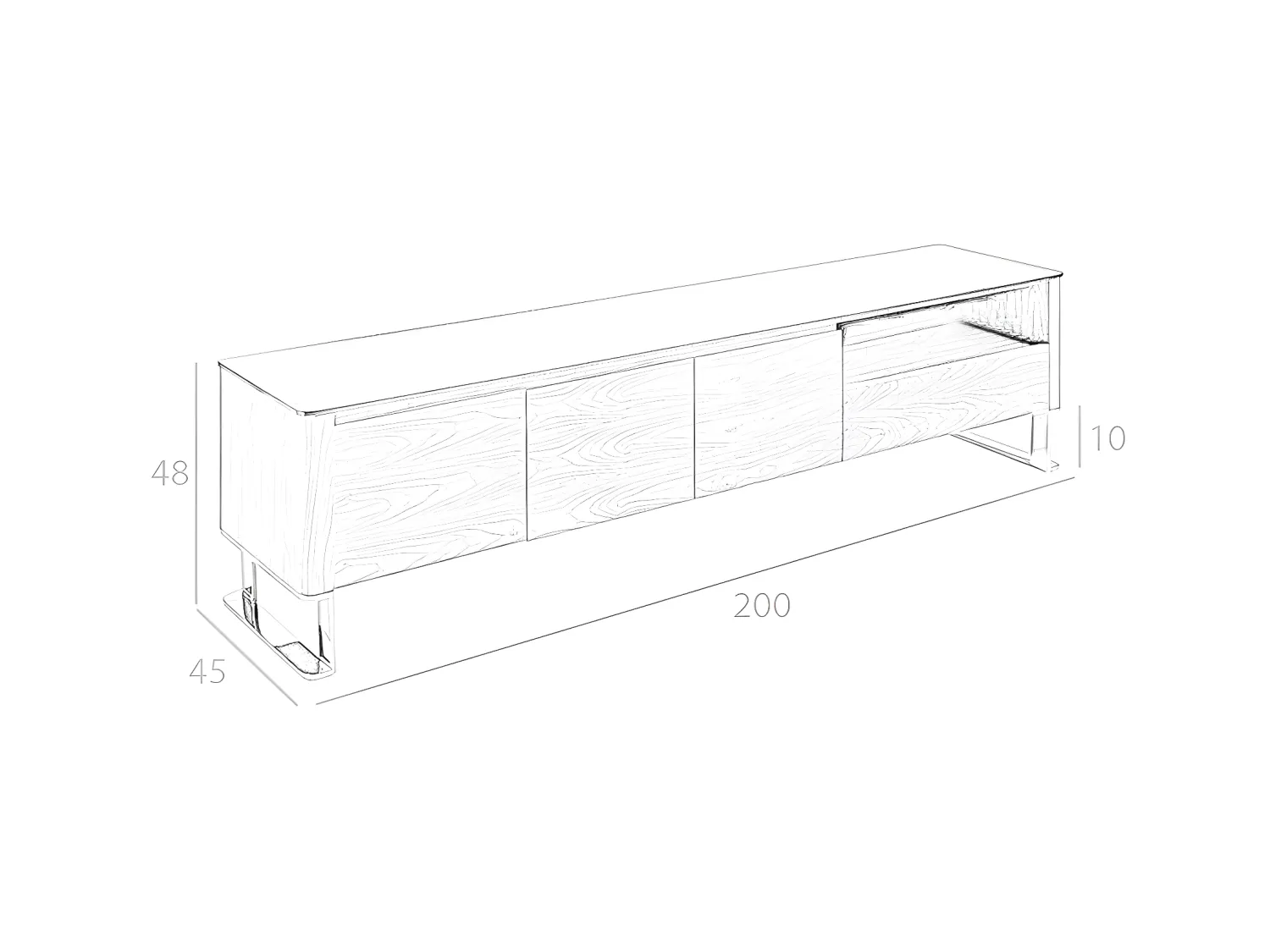 TV-Ständer aus schwarzem Glas  3047 ANGEL CERDA