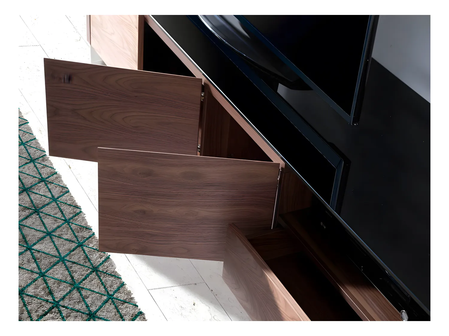 TV-Ständer aus schwarzem Glas  3047 ANGEL CERDA