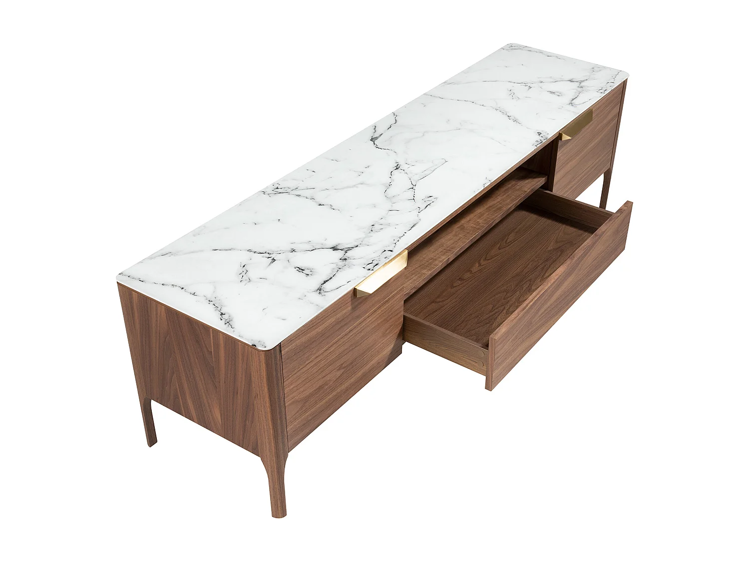 Stojak TV z orzecha włoskiego z blatem imitującym marmur 3078 ANGEL CERDA