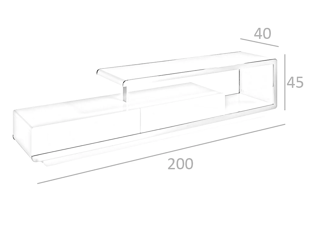 Meuble TV en bois blanc et acier chromé 3042 ANGEL CERDA