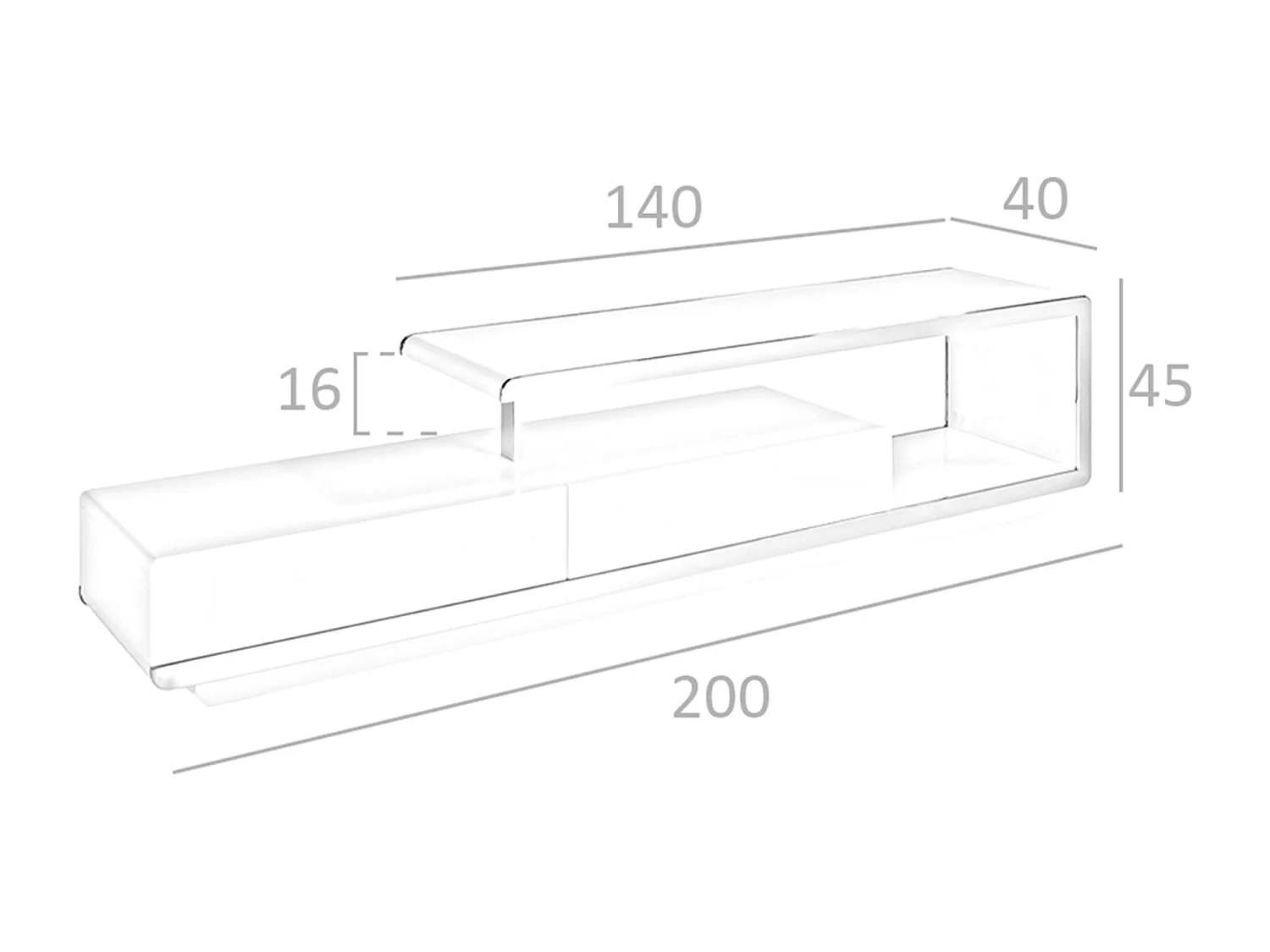 Stojak pod telewizor z białego drewna i podstawy ze stali chromowanej