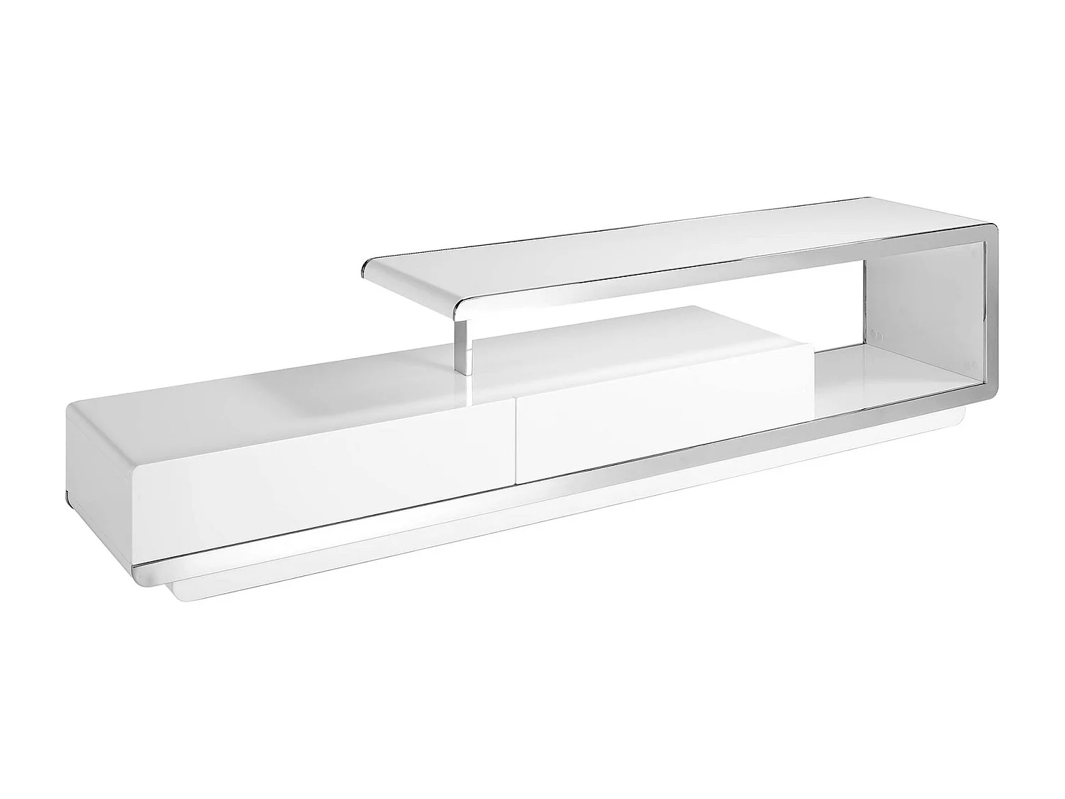 TV-Ständer aus weißem Holz mit verchromtem Stahlsockel und verchromtem Stahlsockel 3042 ANGEL CERDA