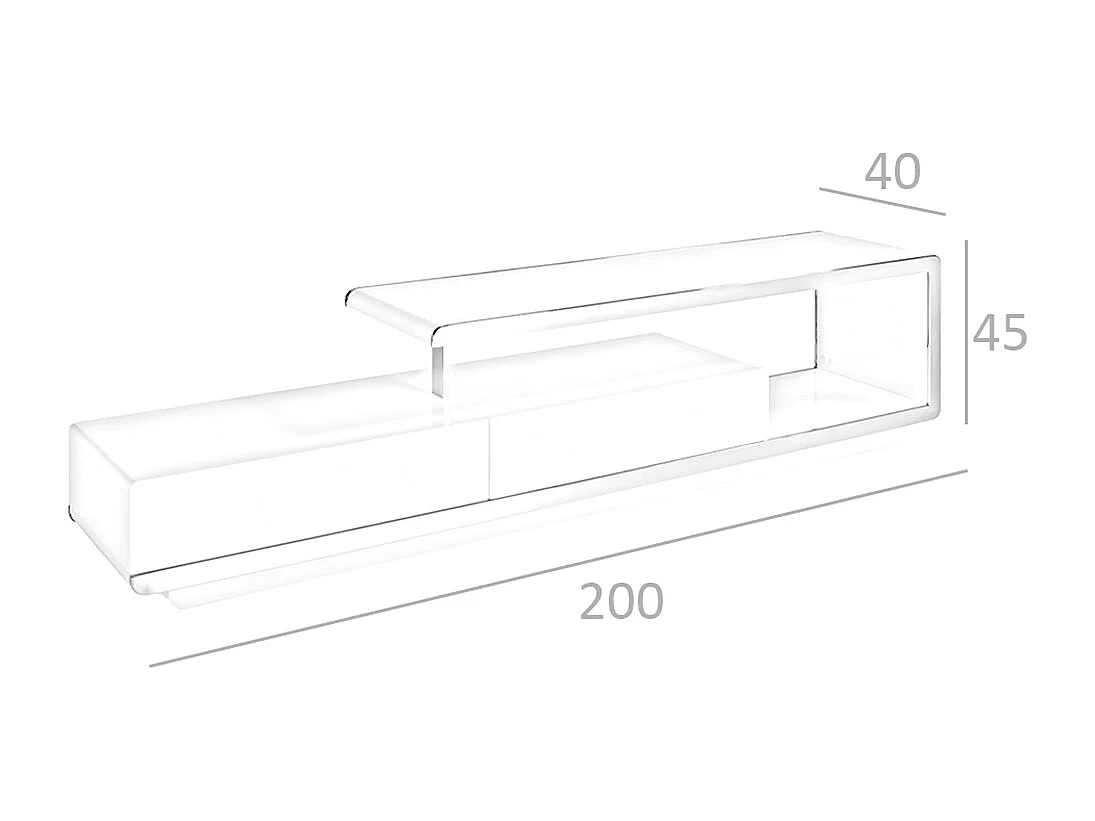 TV-Ständer aus weißem Holz mit verchromtem Stahlsockel und verchromtem Stahlsockel 3042 ANGEL CERDA