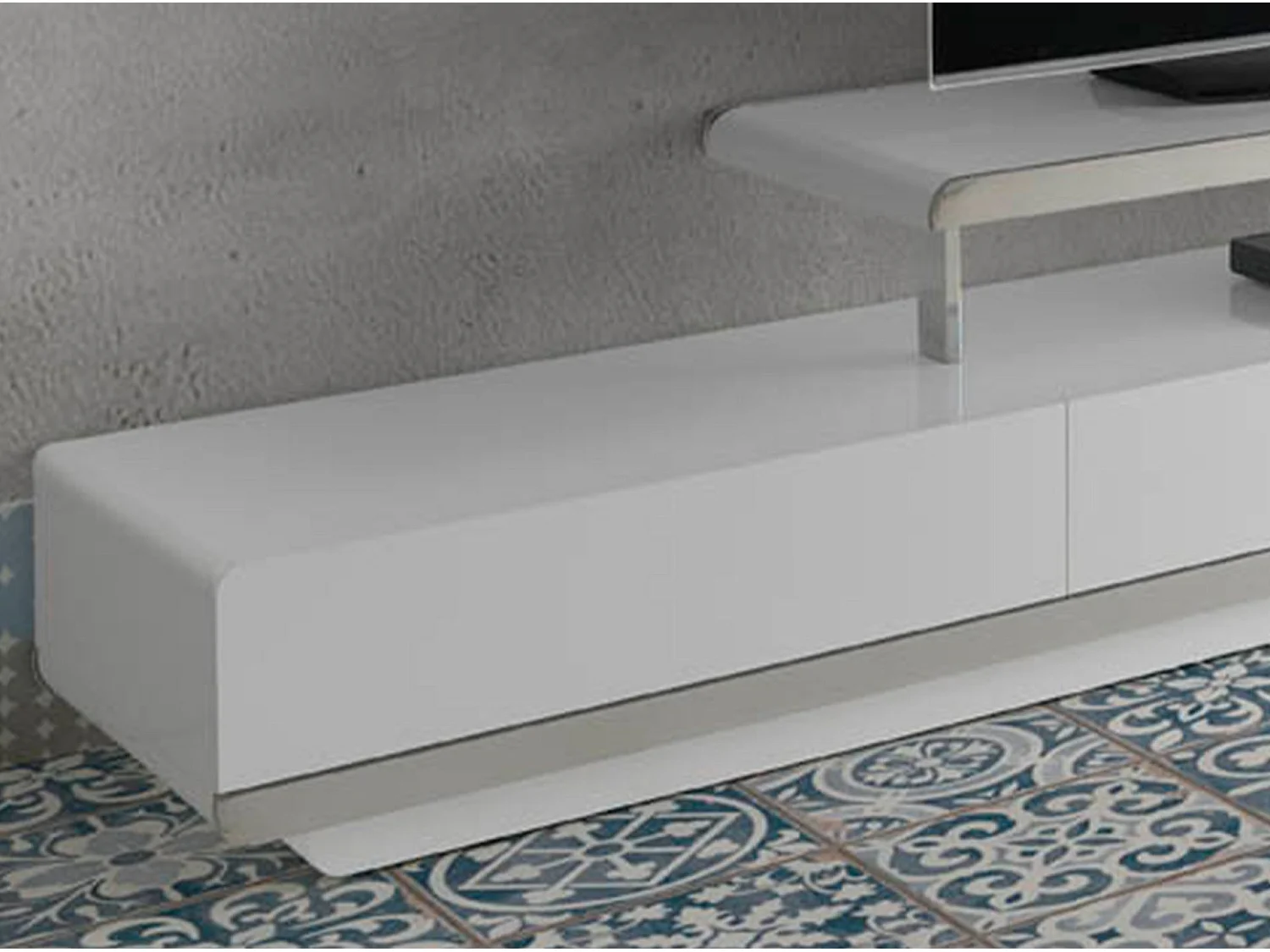 Meuble TV en bois blanc avec base en acier chromé et base en acier chromé 3042 ANGEL CERDA
