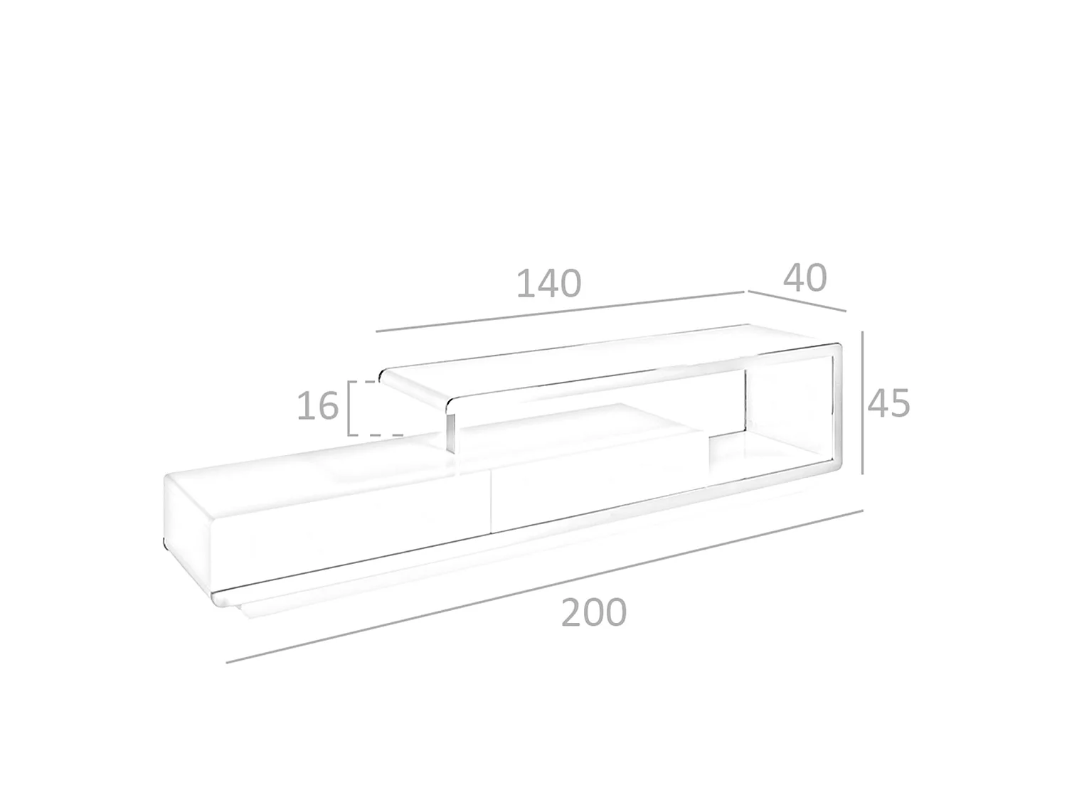 Meuble TV en bois blanc avec base en acier chromé et base en acier chromé 3042 ANGEL CERDA