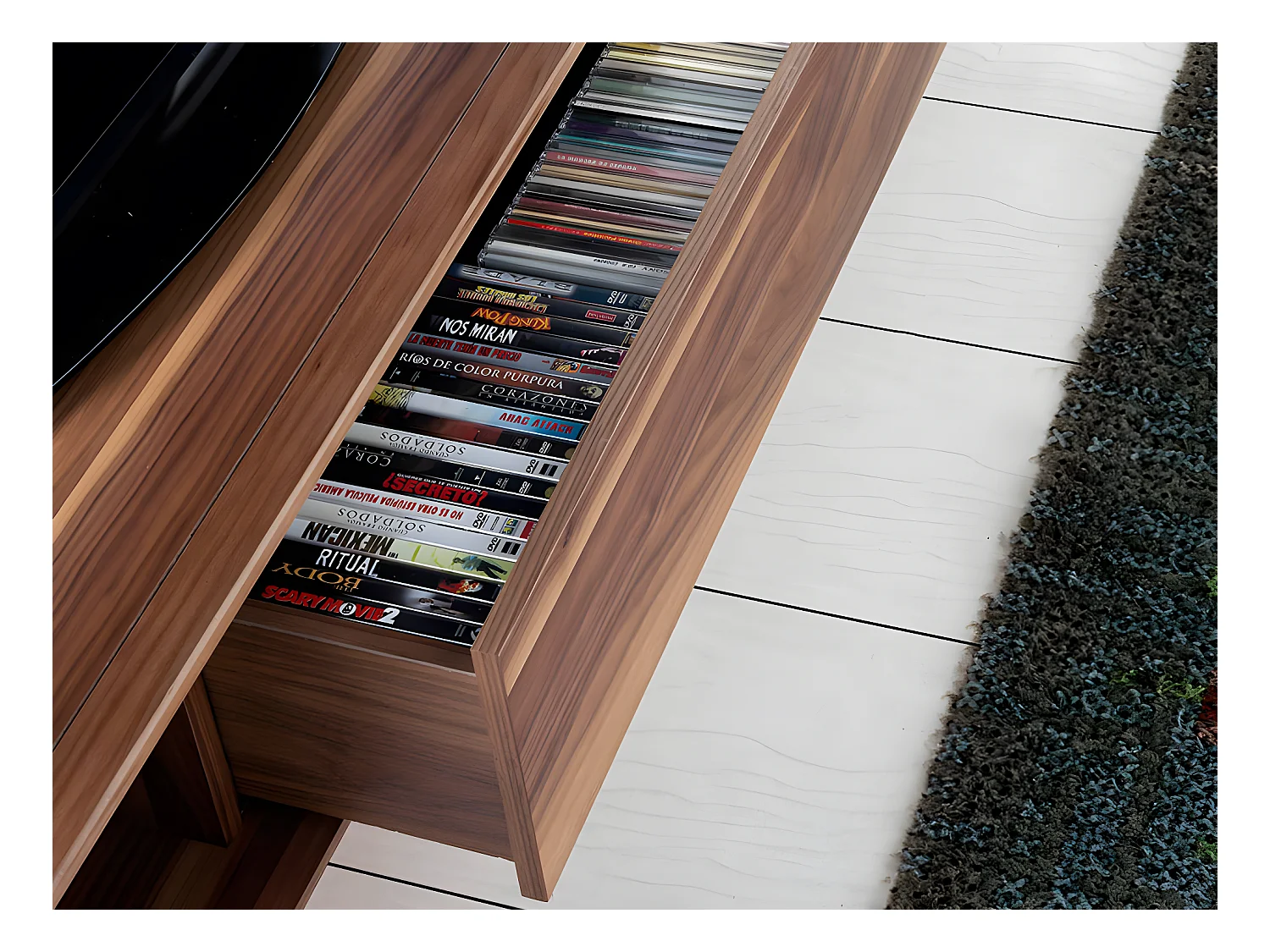 Mobile TV in legno di noce e acciaio cromato   3043 ANGEL CERDA