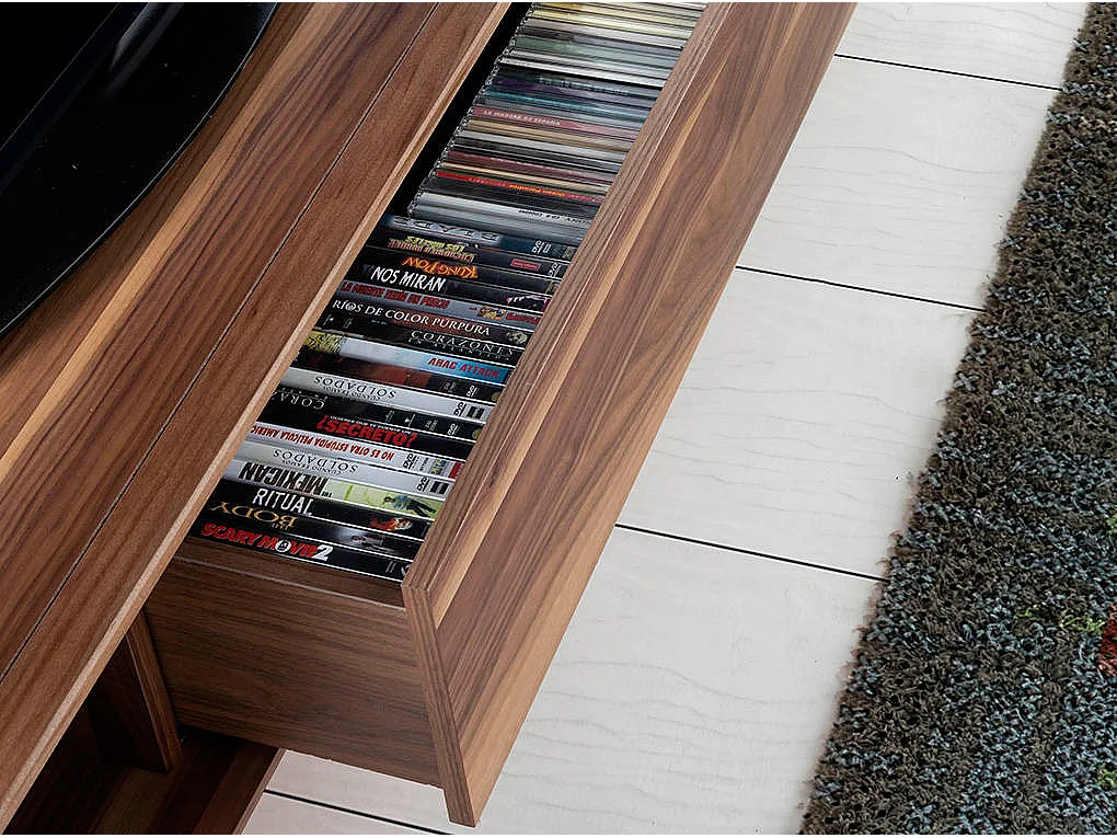 Meuble TV noyer et acier chromé 3043 ANGEL CERDA