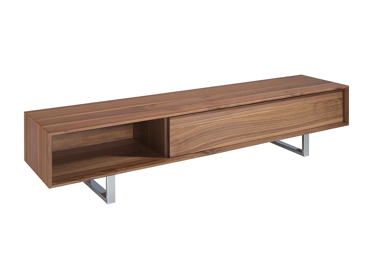 Stojak TV orzech i chromowana stal