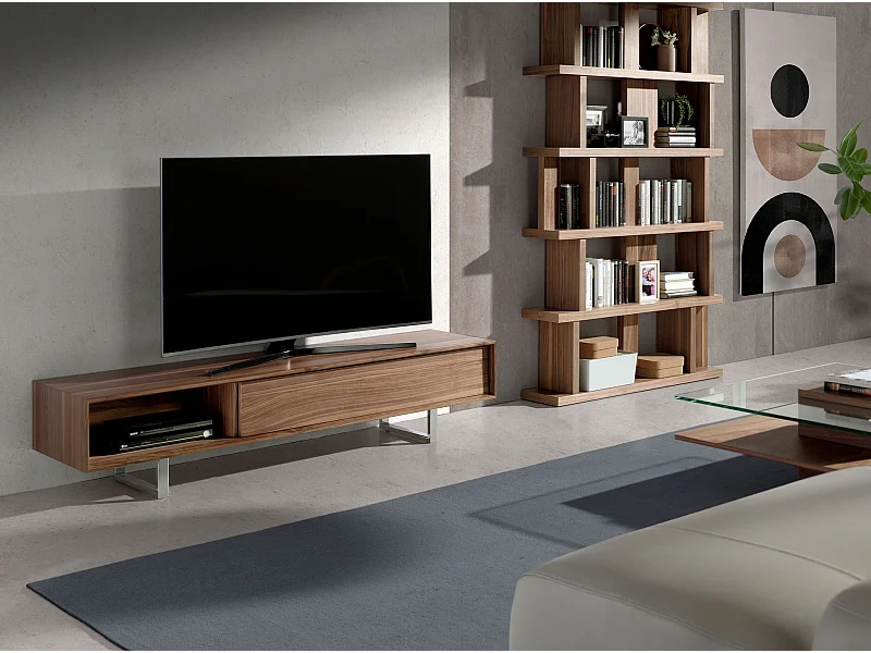 TV-meubel walnoot en verchroomd staal 3043 ANGEL CERDA