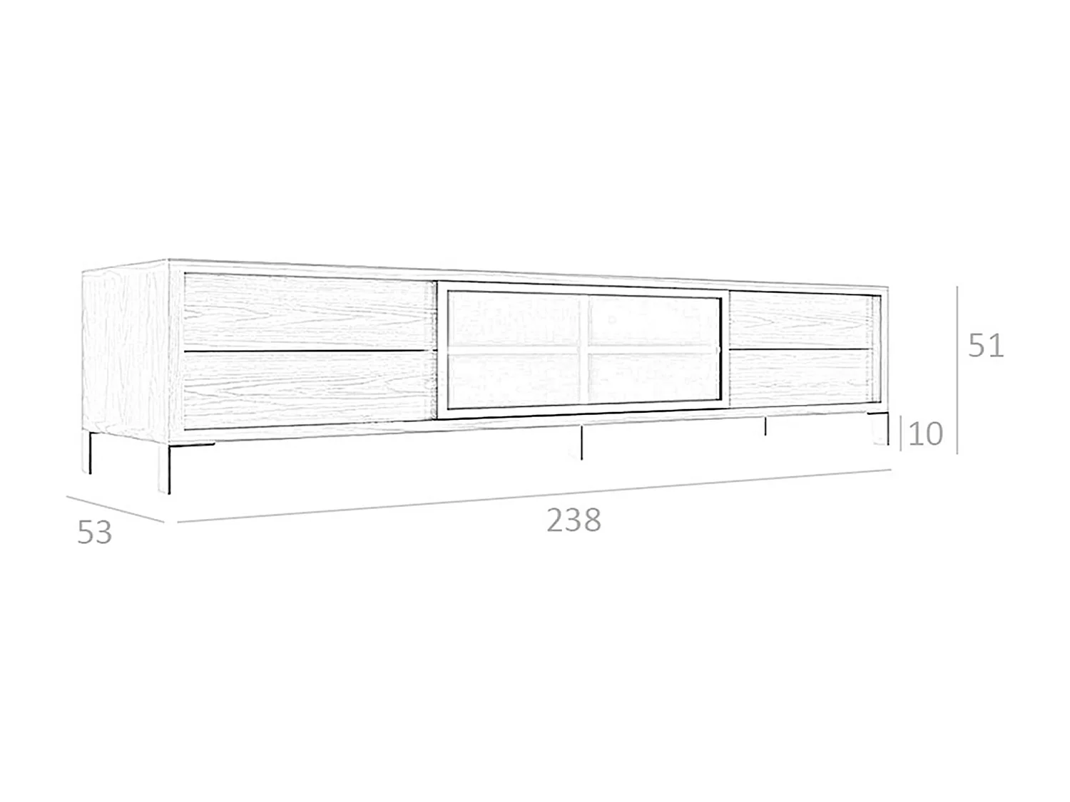 Mueble TV nogal y cajones cristal  3044 ANGEL CERDA