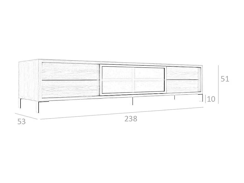 Mueble TV nogal y cajones cristal  3044 ANGEL CERDA