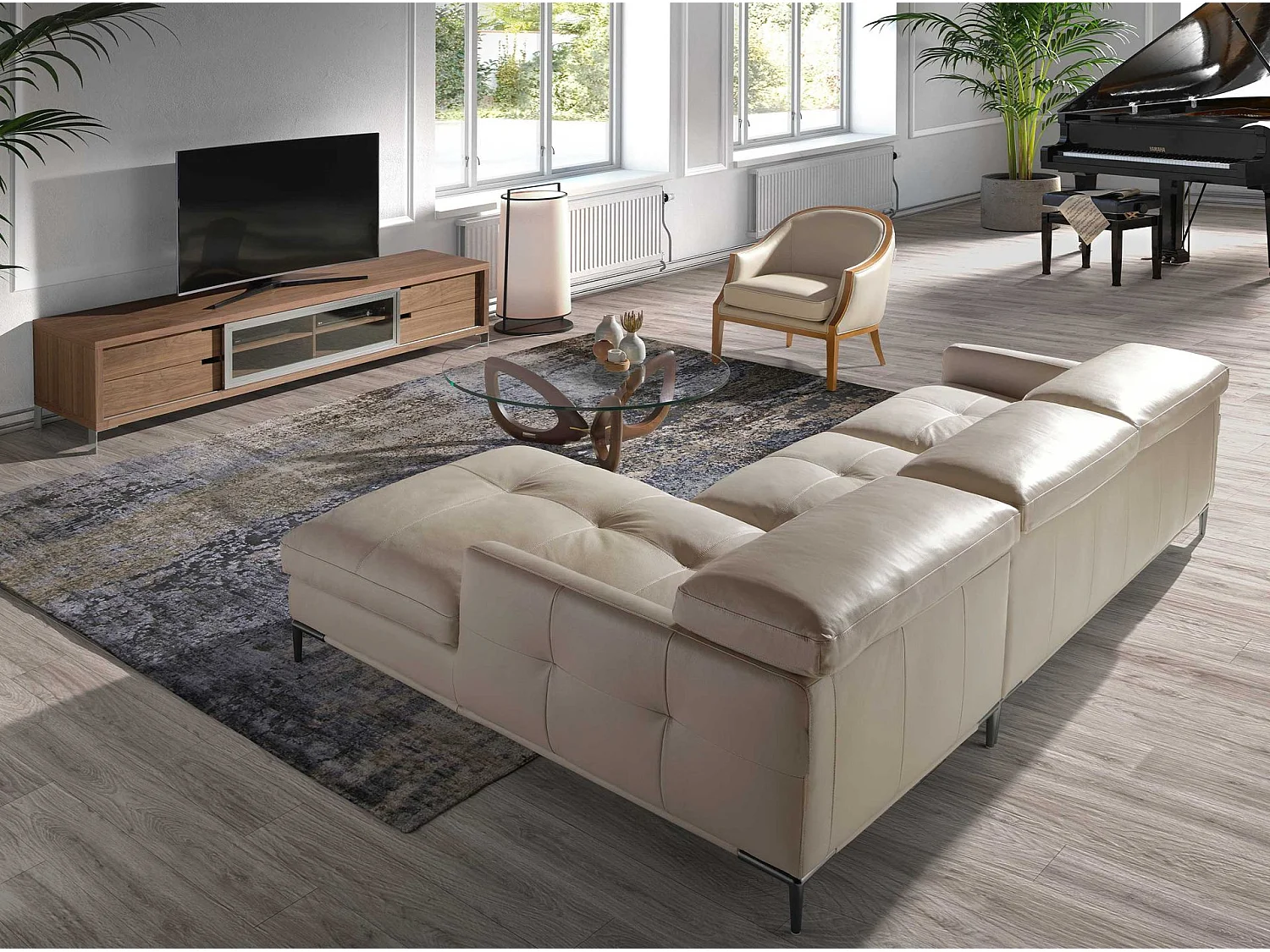 Meuble TV noyer et acier chromé 3044 ANGEL CERDA