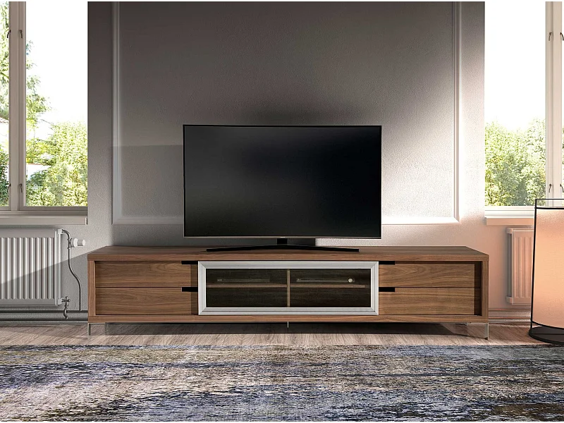 Meuble TV noyer et acier chromé 3044 ANGEL CERDA