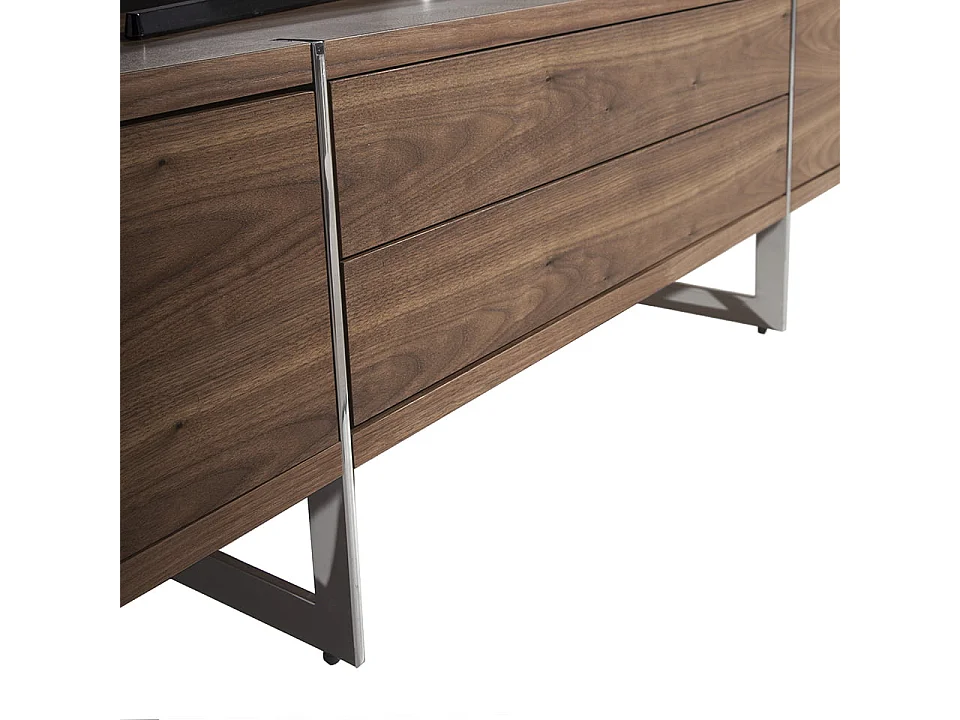 TV-Ständer Nussbaum und verchromter Stahl 3045 ANGEL CERDA