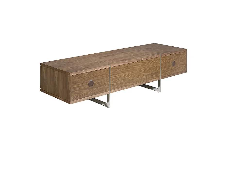 TV-Ständer Nussbaum und verchromter Stahl 3045 ANGEL CERDA