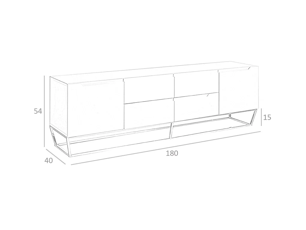 Meuble TV en bois blanc et acier chromé