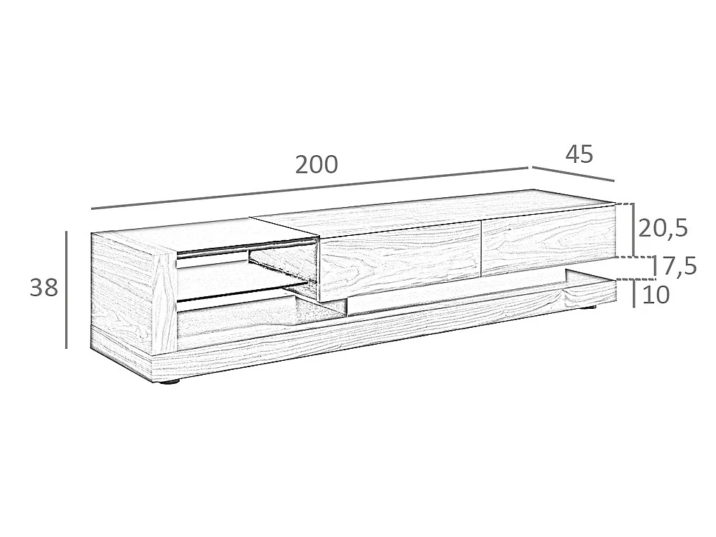 Mobile TV in noce, acciaio lucido e piano in vetro nero 3139 ANGEL CERDA