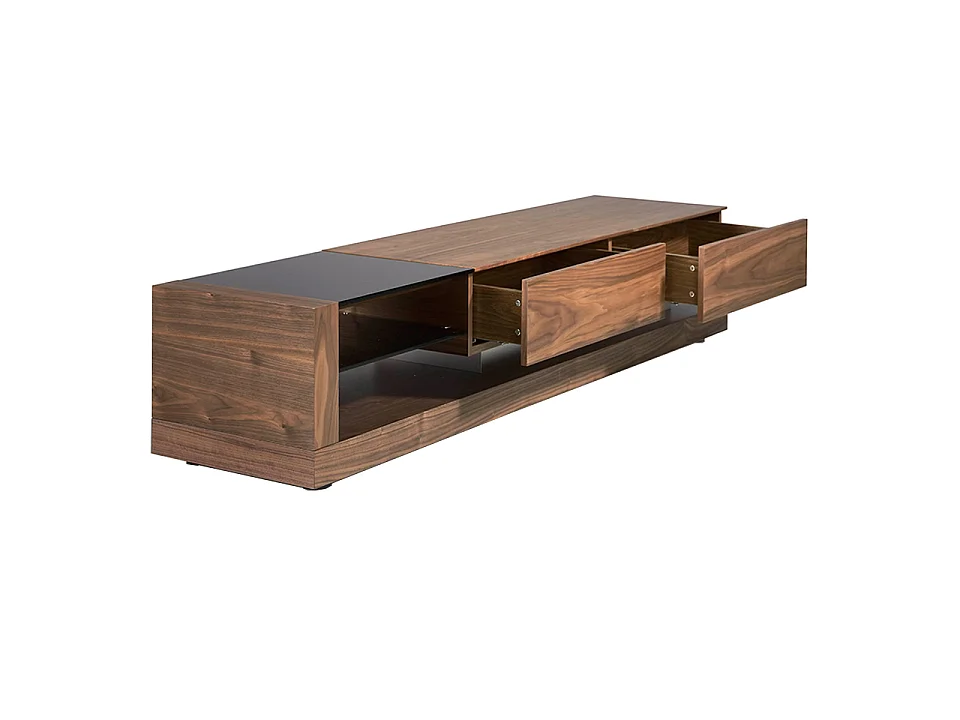 Mobile TV in noce, acciaio lucido e piano in vetro nero 3139 ANGEL CERDA