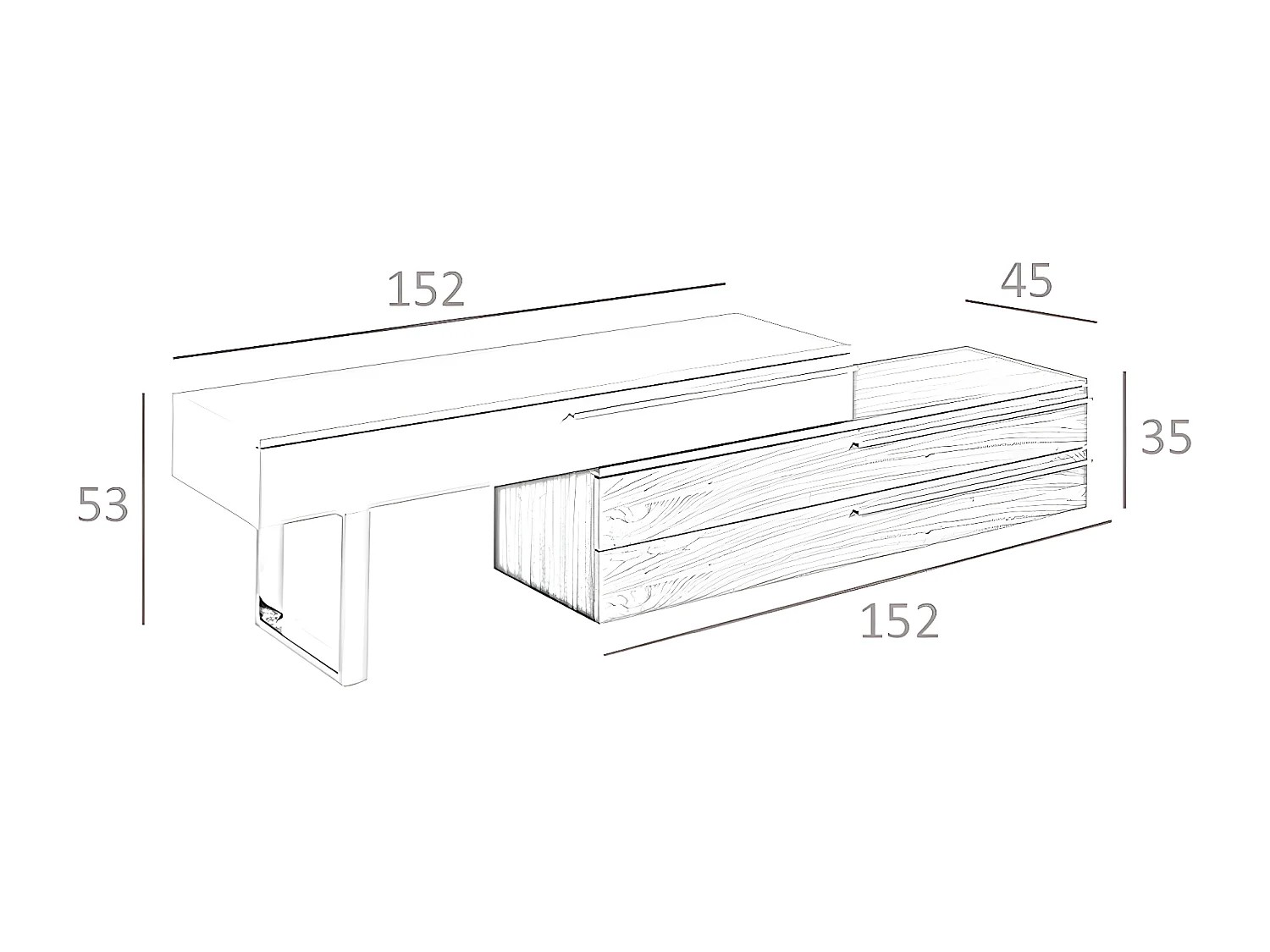 Szafka pod telewizor z beżowego drewna, orzecha włoskiego i chromowanej stali