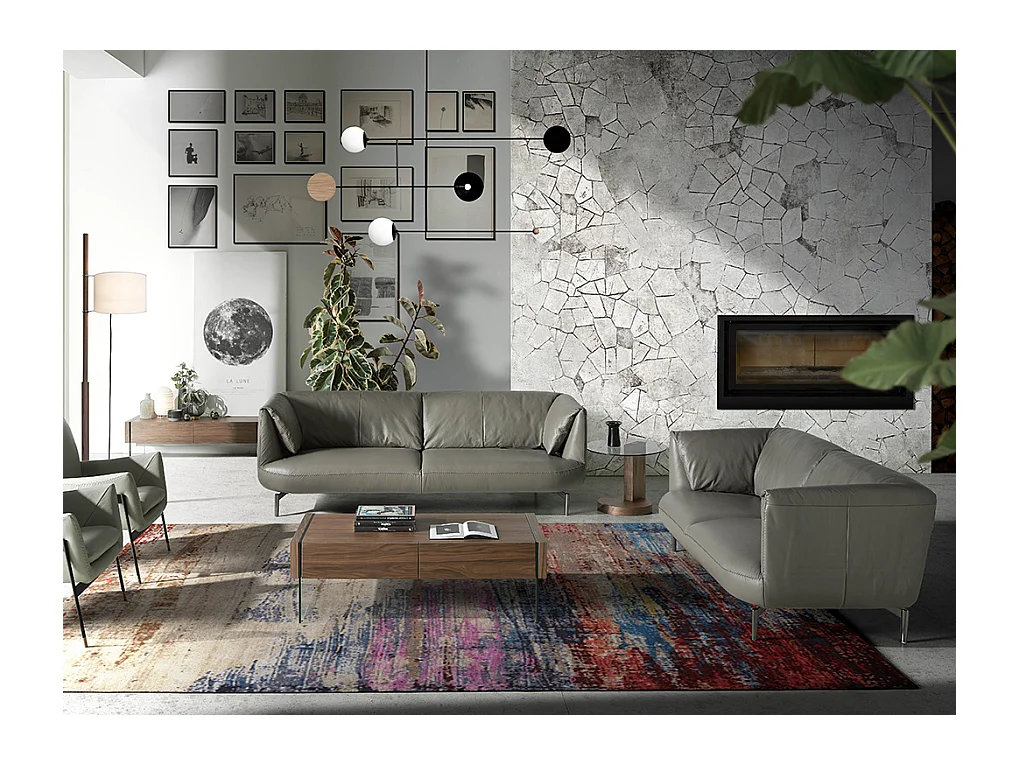 Meuble TV de noyer et verre 3085 ANGEL CERDA