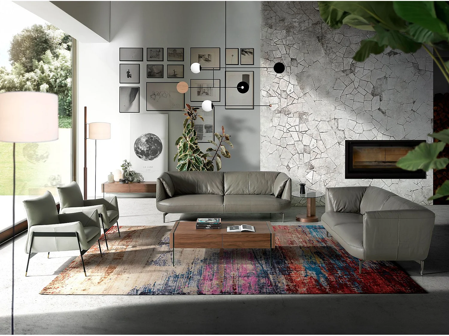 Mueble TV nogal y cristal templado 3085 ANGEL CERDA