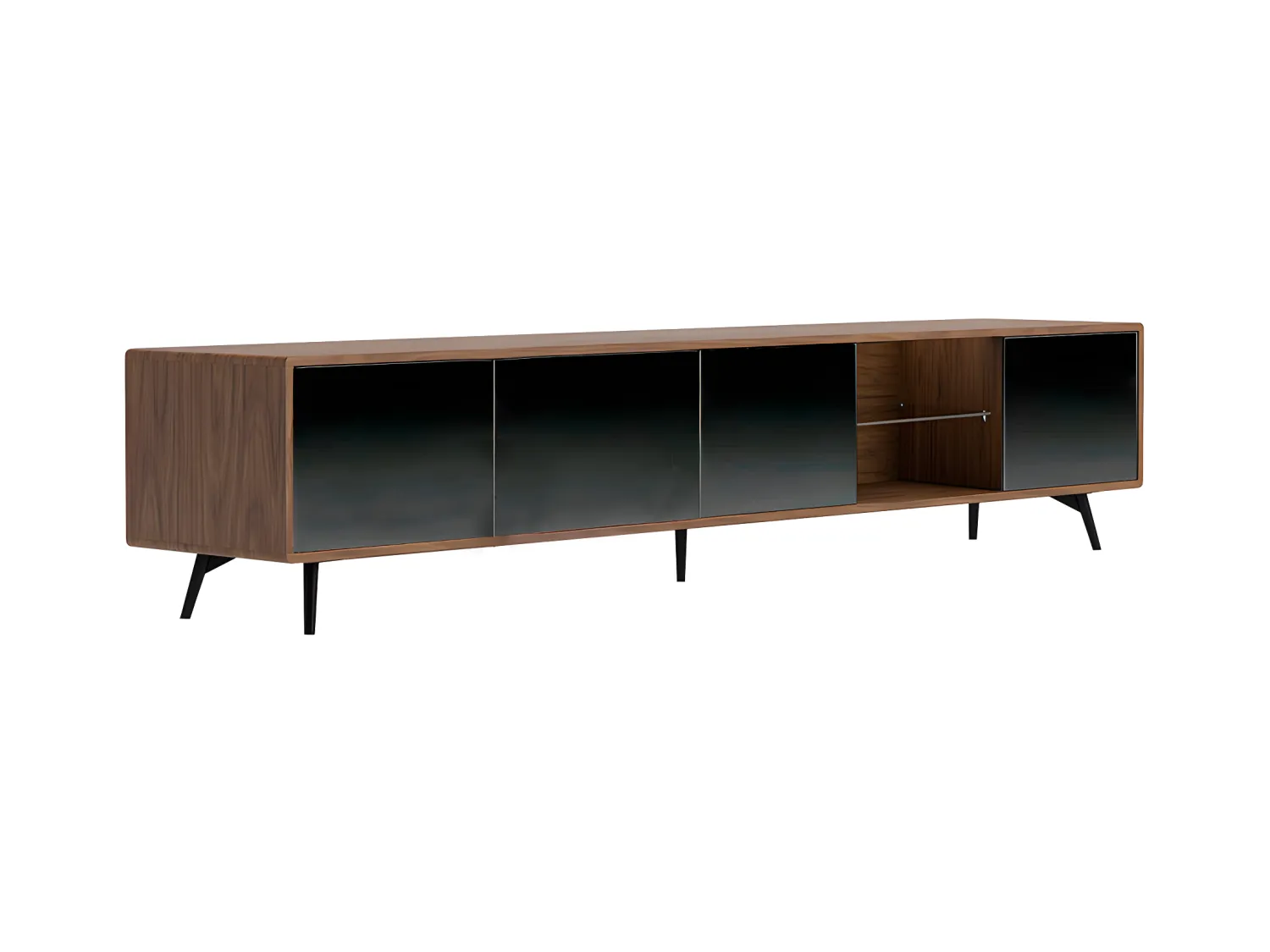 Meuble TV en bois et verre miroir noir 3048 ANGEL CERDA