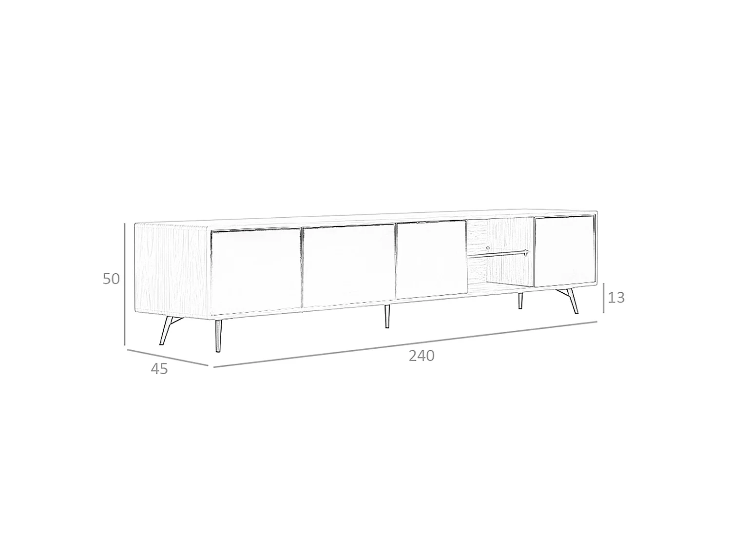 TV-Möbel mit Spiegeleffekt aus schwarzem Glas, Nussbaum und schwarzem Stahl 3048 ANGEL CERDA