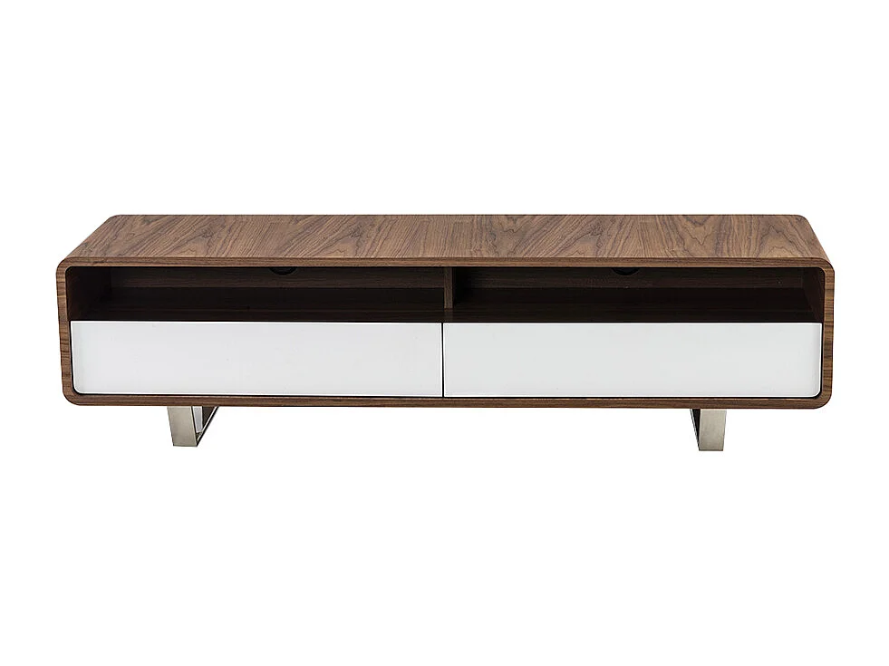 Mobile TV in legno di noce con cassetti bianchi e acciaio cromato   3046 ANGEL CERDA