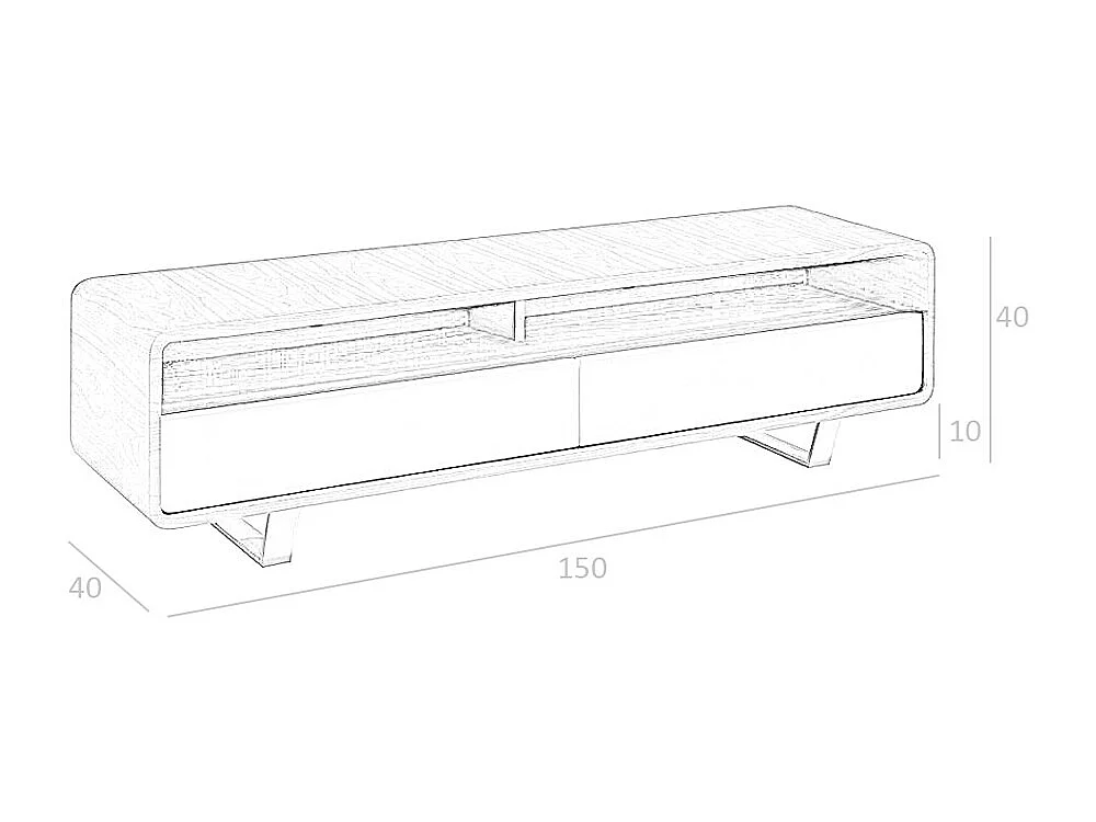 Mobile TV in legno di noce con cassetti bianchi e acciaio cromato   3046 ANGEL CERDA