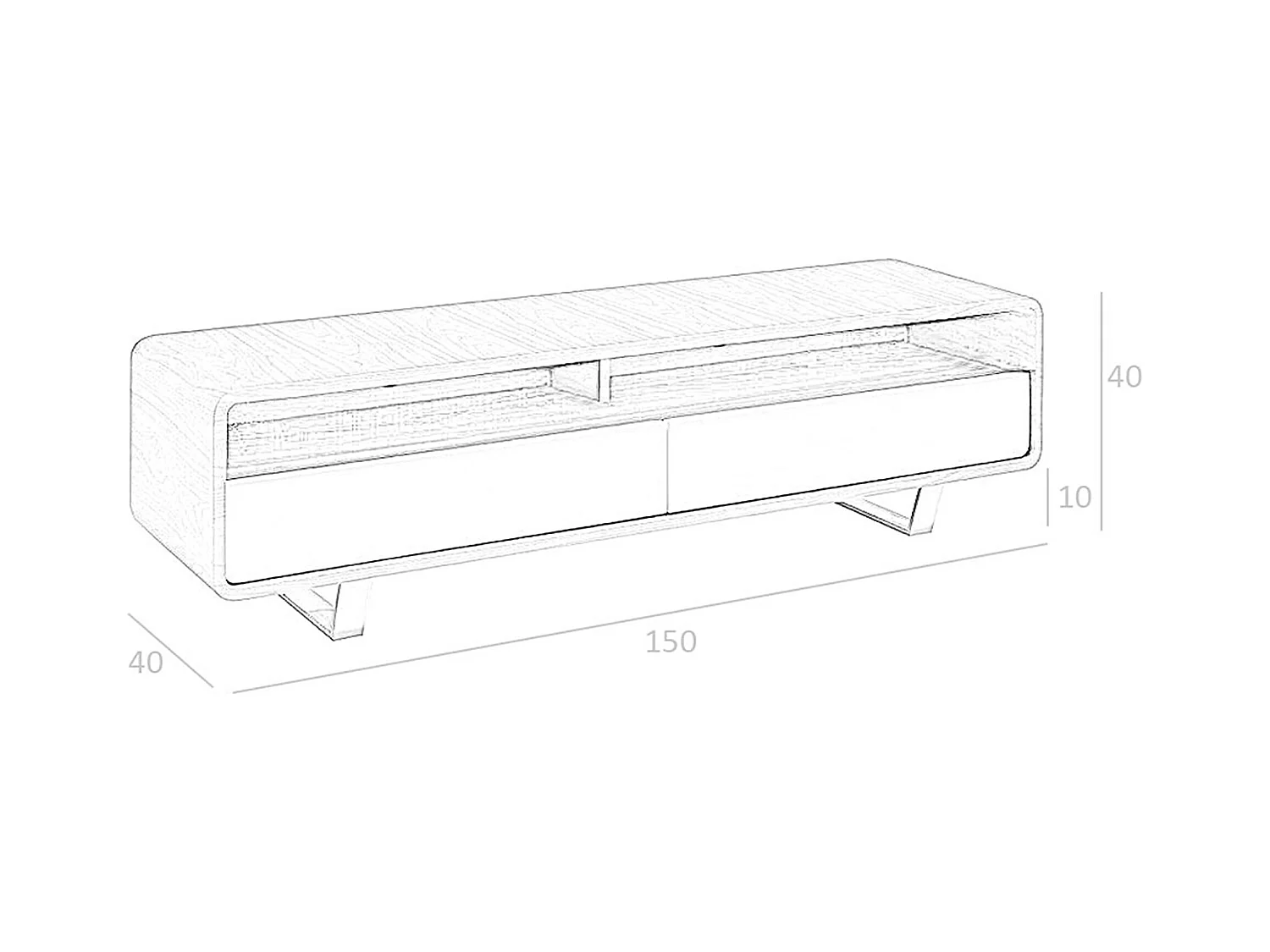 Mobile TV in legno di noce con cassetti bianchi e acciaio cromato   3046 ANGEL CERDA